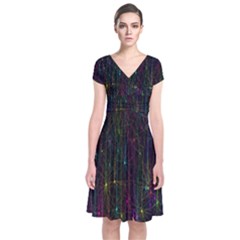 Brain Cell Dendrites Short Sleeve Front Wrap Dress by Mariart