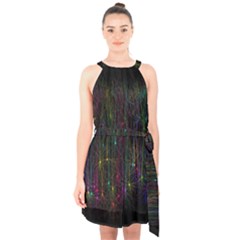 Brain Cell Dendrites Halter Collar Waist Tie Chiffon Dress by Mariart