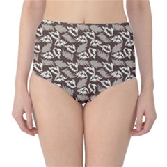 Dried Leaves Grey White Camuflage Summer High-waist Bikini Bottoms by Mariart