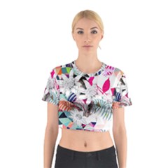 Flower Graphic Pattern Floral Cotton Crop Top