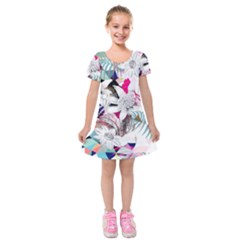 Flower Graphic Pattern Floral Kids  Short Sleeve Velvet Dress by Mariart