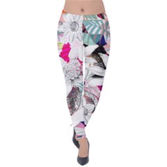 Flower Graphic Pattern Floral Velvet Leggings