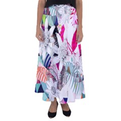 Flower Graphic Pattern Floral Flared Maxi Skirt by Mariart