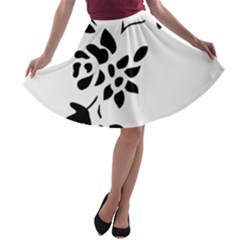 Flower Rose Black Sexy A-line Skater Skirt