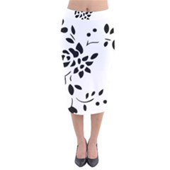 Flower Rose Black Sexy Velvet Midi Pencil Skirt by Mariart