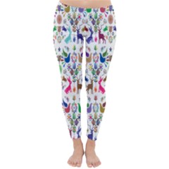 Birds Fish Flowers Floral Star Blue White Sexy Animals Beauty Rainbow Pink Purple Blue Green Orange Classic Winter Leggings by Mariart