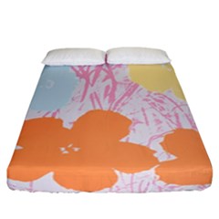 Flower Sunflower Floral Pink Orange Beauty Blue Yellow Fitted Sheet (california King Size) by Mariart