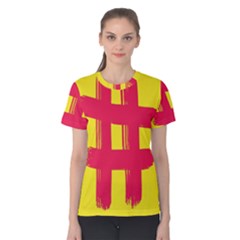 Fun Ain t Gone Fence Sign Red Yellow Flag Women s Cotton Tee