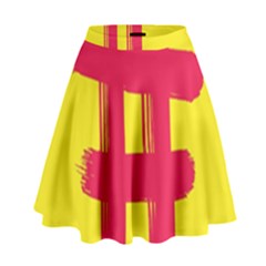 Fun Ain t Gone Fence Sign Red Yellow Flag High Waist Skirt by Mariart