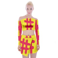 Fun Ain t Gone Fence Sign Red Yellow Flag Off Shoulder Top With Skirt Set by Mariart