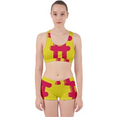 Fun Ain t Gone Fence Sign Red Yellow Flag Work It Out Sports Bra Set