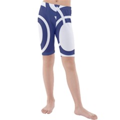 Garamond Blue White Wave Chevron Kids  Mid Length Swim Shorts by Mariart