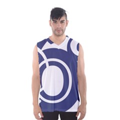 Garamond Blue White Wave Chevron Men s Basketball Tank Top by Mariart