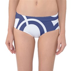 Garamond Blue White Wave Chevron Mid-waist Bikini Bottoms by Mariart