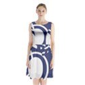 Garamond Blue White Wave Chevron Sleeveless Waist Tie Chiffon Dress View1