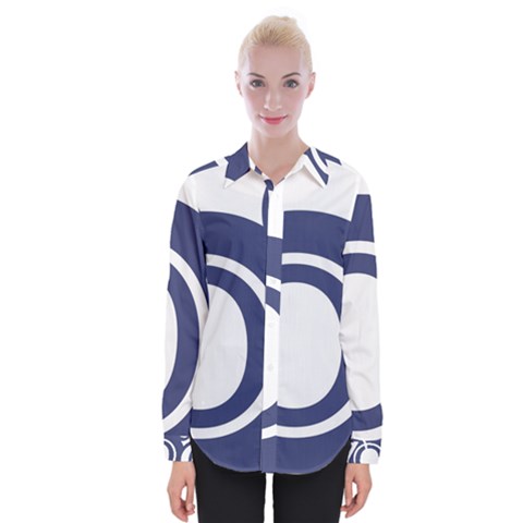 Garamond Blue White Wave Chevron Womens Long Sleeve Shirt by Mariart