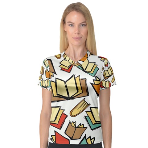 Friends Library Lobby Book Sale V-neck Sport Mesh Tee by Mariart