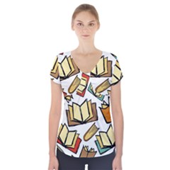 Friends Library Lobby Book Sale Short Sleeve Front Detail Top by Mariart