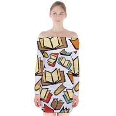 Friends Library Lobby Book Sale Long Sleeve Off Shoulder Dress