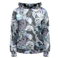 Ghosts Blue Sinister Helloween Face Mask Women s Pullover Hoodie by Mariart