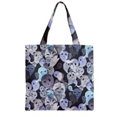 Ghosts Blue Sinister Helloween Face Mask Zipper Grocery Tote Bag by Mariart