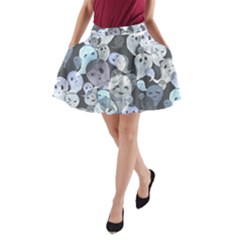 Ghosts Blue Sinister Helloween Face Mask A-line Pocket Skirt by Mariart