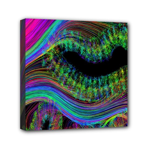 Aurora Wave Colorful Space Line Light Neon Visual Cortex Plate Mini Canvas 6  X 6 