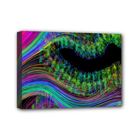 Aurora Wave Colorful Space Line Light Neon Visual Cortex Plate Mini Canvas 7  X 5  by Mariart