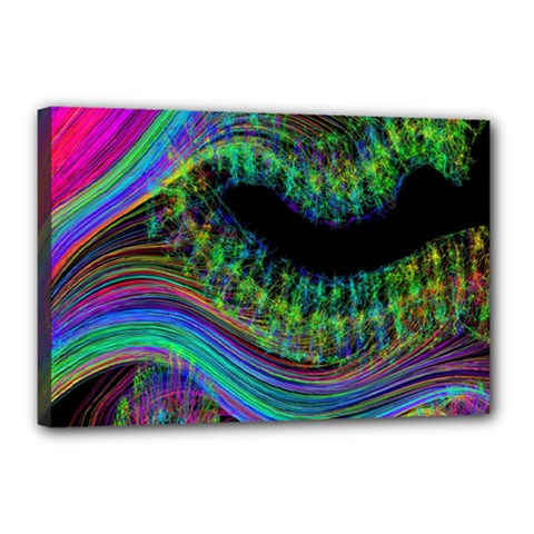 Aurora Wave Colorful Space Line Light Neon Visual Cortex Plate Canvas 18  X 12  by Mariart