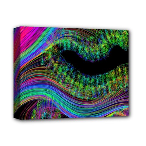 Aurora Wave Colorful Space Line Light Neon Visual Cortex Plate Deluxe Canvas 14  X 11  by Mariart