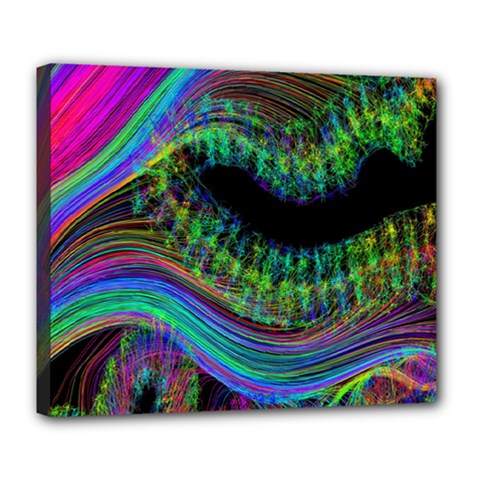 Aurora Wave Colorful Space Line Light Neon Visual Cortex Plate Deluxe Canvas 24  X 20   by Mariart