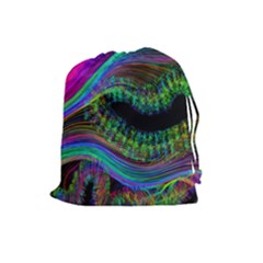 Aurora Wave Colorful Space Line Light Neon Visual Cortex Plate Drawstring Pouches (large) 