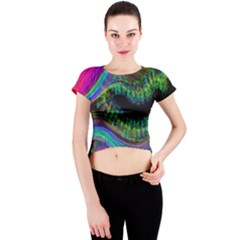 Aurora Wave Colorful Space Line Light Neon Visual Cortex Plate Crew Neck Crop Top