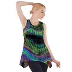 Aurora Wave Colorful Space Line Light Neon Visual Cortex Plate Side Drop Tank Tunic by Mariart