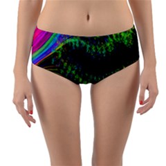 Aurora Wave Colorful Space Line Light Neon Visual Cortex Plate Reversible Mid-waist Bikini Bottoms by Mariart