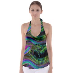 Aurora Wave Colorful Space Line Light Neon Visual Cortex Plate Babydoll Tankini Top by Mariart