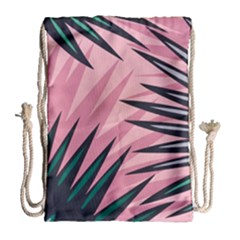 Graciela Detail Petticoat Palm Pink Green Drawstring Bag (large) by Mariart