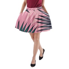 Graciela Detail Petticoat Palm Pink Green A-line Pocket Skirt