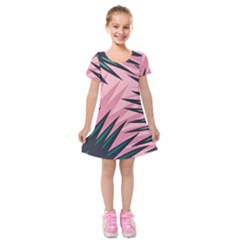 Graciela Detail Petticoat Palm Pink Green Kids  Short Sleeve Velvet Dress by Mariart