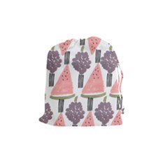 Grapes Watermelon Fruit Patterns Bouffants Broken Hearts Drawstring Pouches (Medium) 