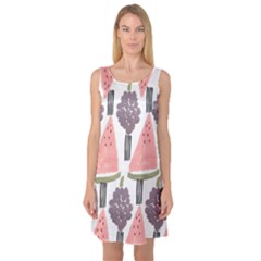 Grapes Watermelon Fruit Patterns Bouffants Broken Hearts Sleeveless Satin Nightdress