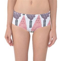 Grapes Watermelon Fruit Patterns Bouffants Broken Hearts Mid-Waist Bikini Bottoms