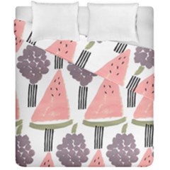 Grapes Watermelon Fruit Patterns Bouffants Broken Hearts Duvet Cover Double Side (California King Size)