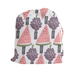 Grapes Watermelon Fruit Patterns Bouffants Broken Hearts Drawstring Pouches (XXL)