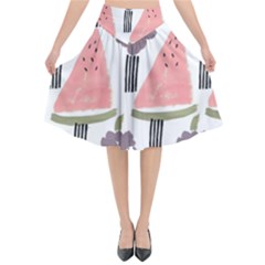 Grapes Watermelon Fruit Patterns Bouffants Broken Hearts Flared Midi Skirt