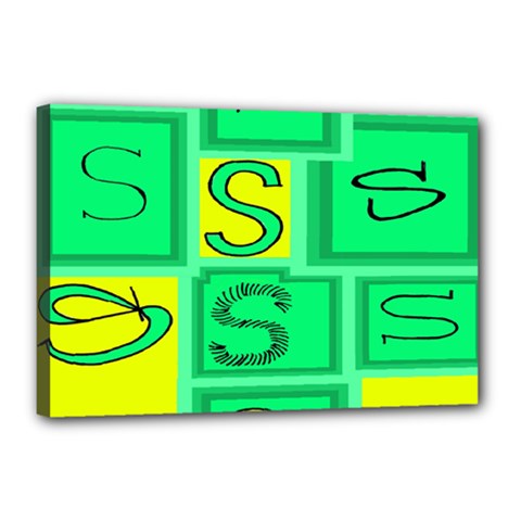 Letter Huruf S Sign Green Yellow Canvas 18  X 12  by Mariart