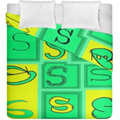 Letter Huruf S Sign Green Yellow Duvet Cover Double Side (king Size) by Mariart