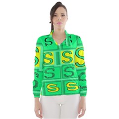 Letter Huruf S Sign Green Yellow Wind Breaker (women) by Mariart