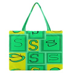 Letter Huruf S Sign Green Yellow Zipper Medium Tote Bag by Mariart