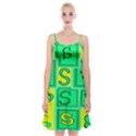 Letter Huruf S Sign Green Yellow Spaghetti Strap Velvet Dress View1